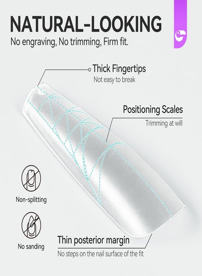gelike ec Guiding Line Nail Tips for Salon: Gelike EC Full Matte Coffin Gel Nail tips with Auxiliary Positioning Line - Nail Extension Tips for Professional -100 Pcs 10 Sizes - Image 3